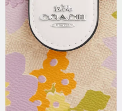 Medium Corner Zip Wallet In Signature Canvas With Floral Print