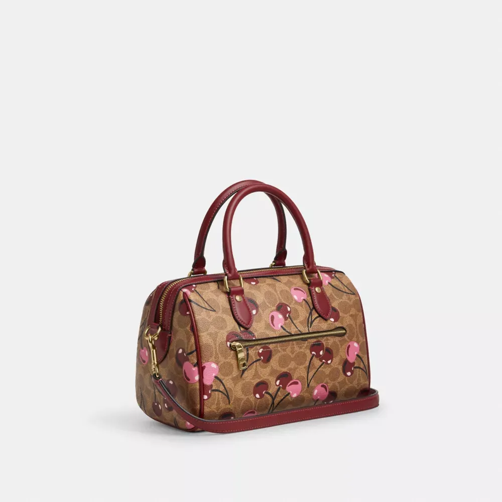 Rowan Satchel Bag In Signature Canvas With Cherry Print