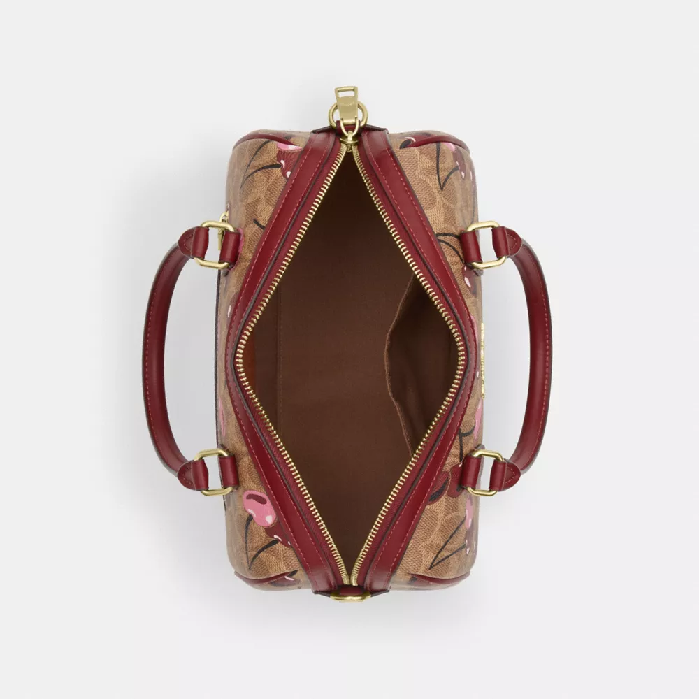 Rowan Satchel Bag In Signature Canvas With Cherry Print