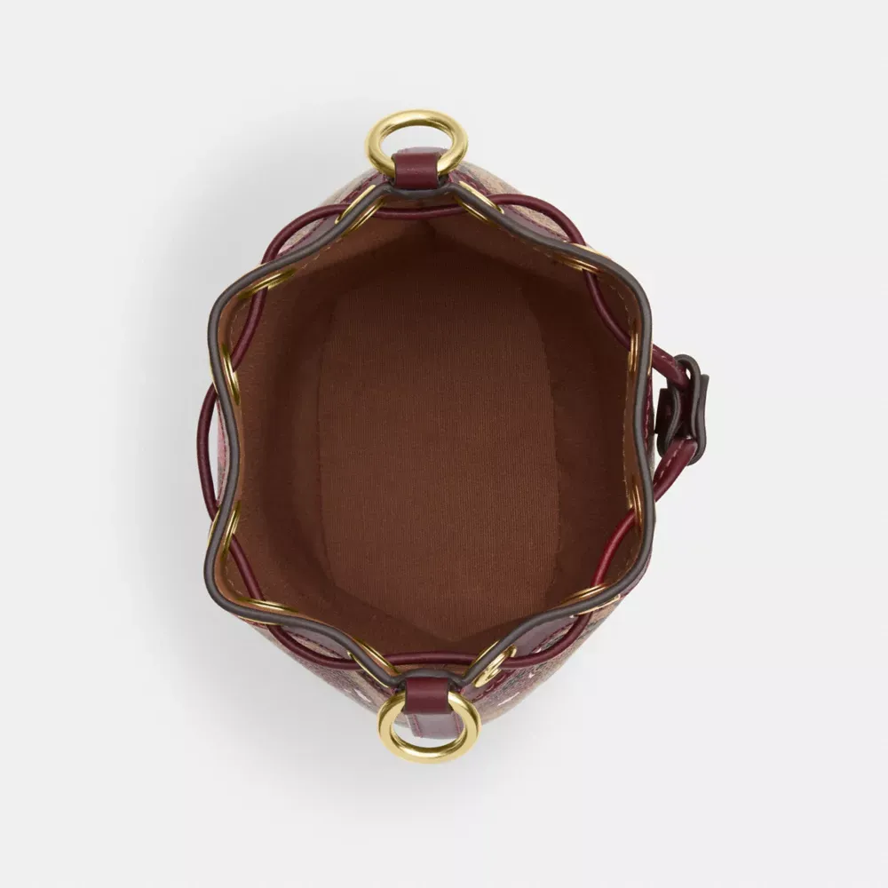 Mini Bucket Bag In Signature Canvas With Cherry Print