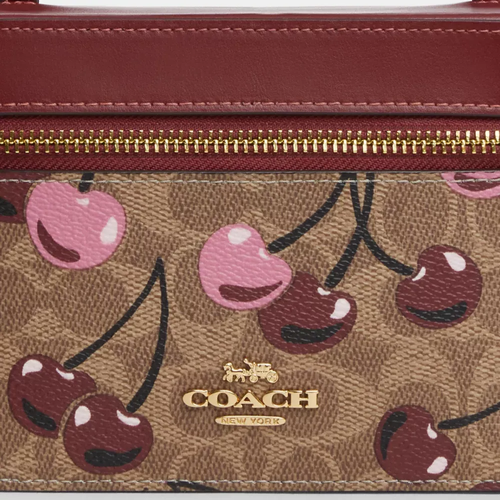 Cosmetic Case In Signature Canvas With Cherry Print