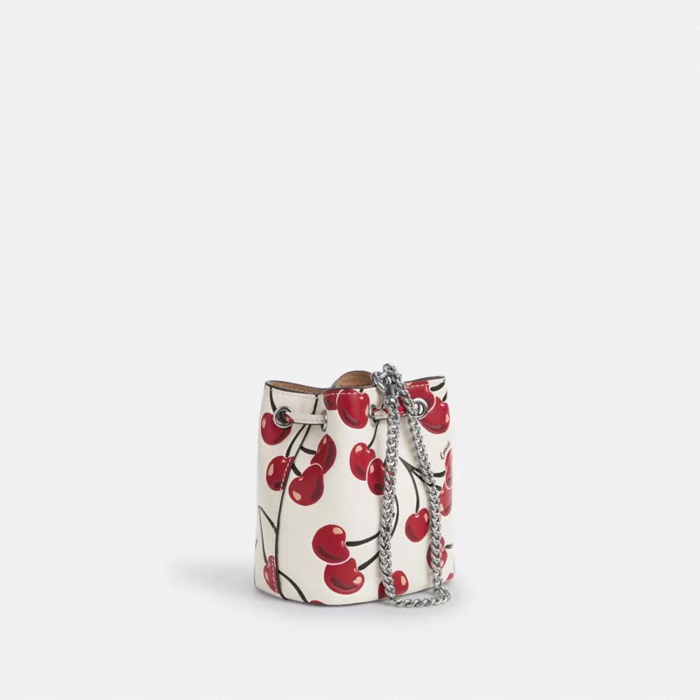 Drawstring Wristlet With Cherry Print