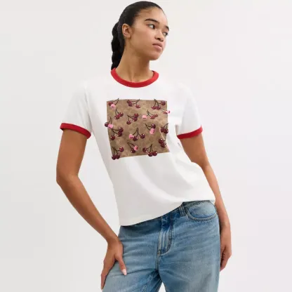 Signature Square Cherry T Shirt In Organic Cotton