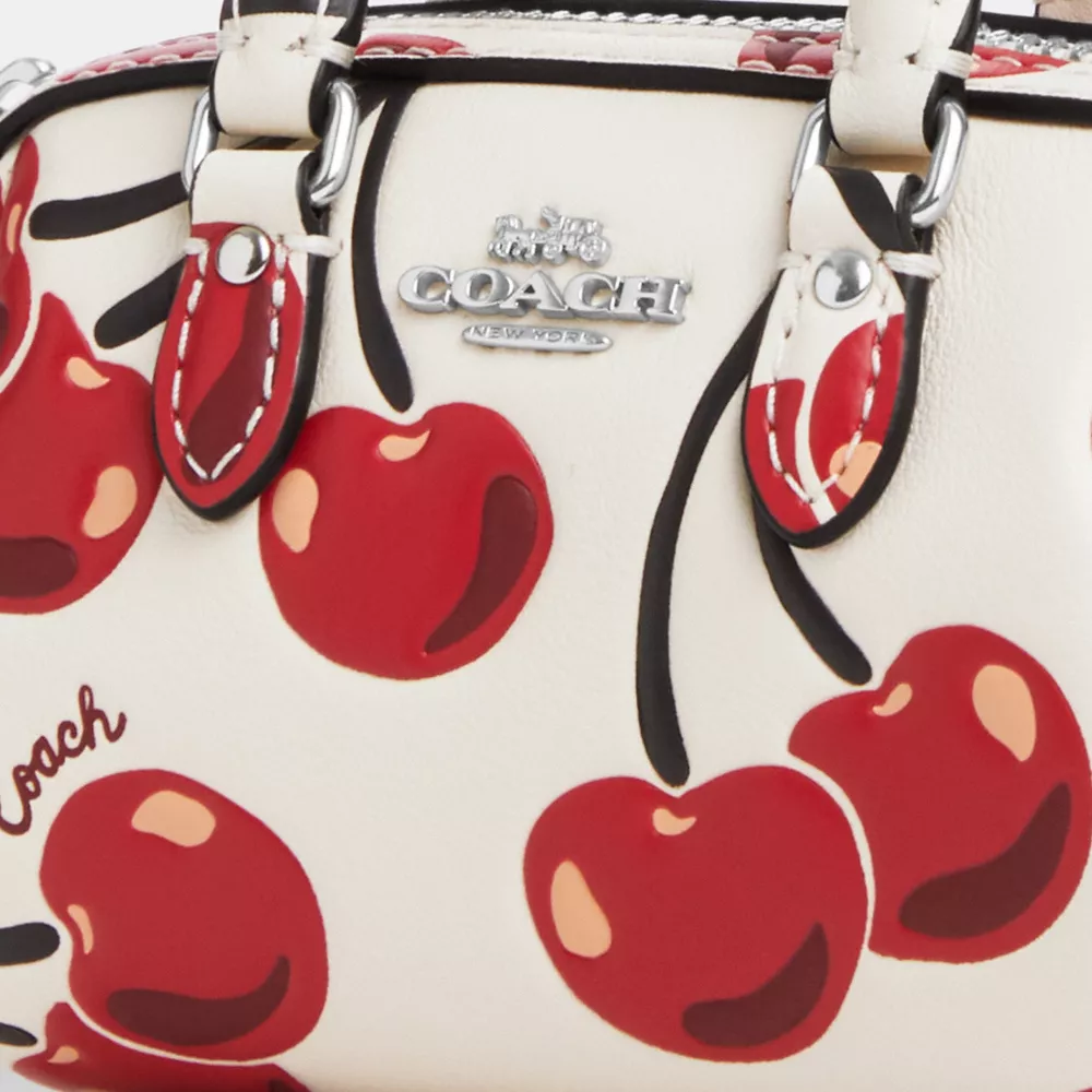 Mini Rowan Bag Charm With Cherry Print