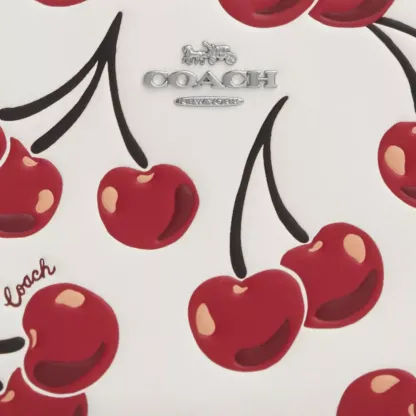 Corner Zip Wristlet With Cherry Print