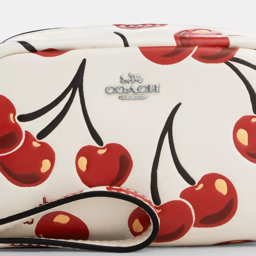 Pouch Wristlet With Cherry Print
