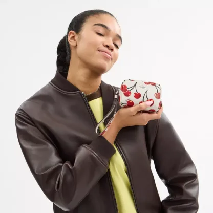 Pouch Wristlet With Cherry Print