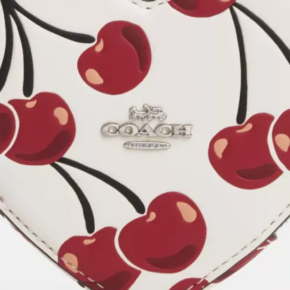 Heart Coin Case With Cherry Print