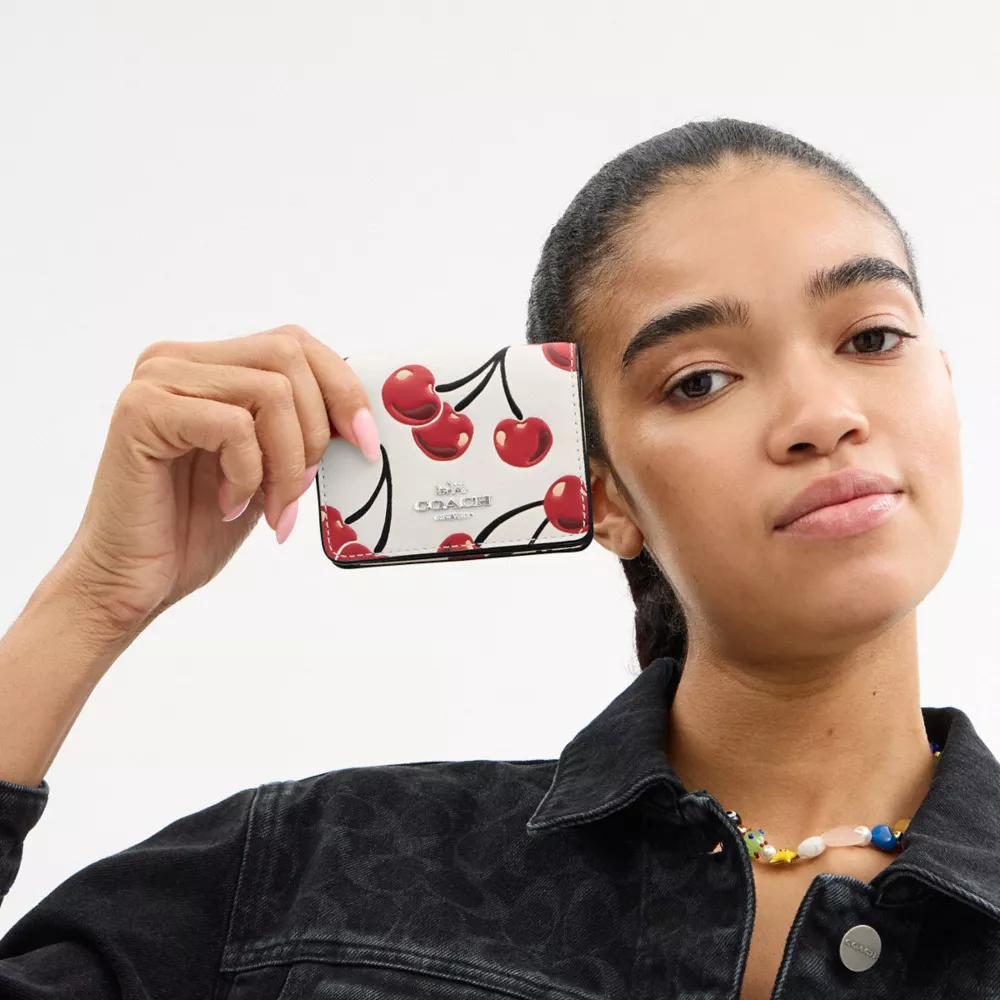 Mini Wallet On A Chain With Cherry Print