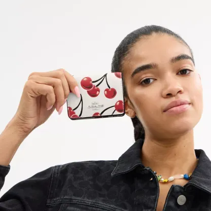 Mini Wallet On A Chain With Cherry Print