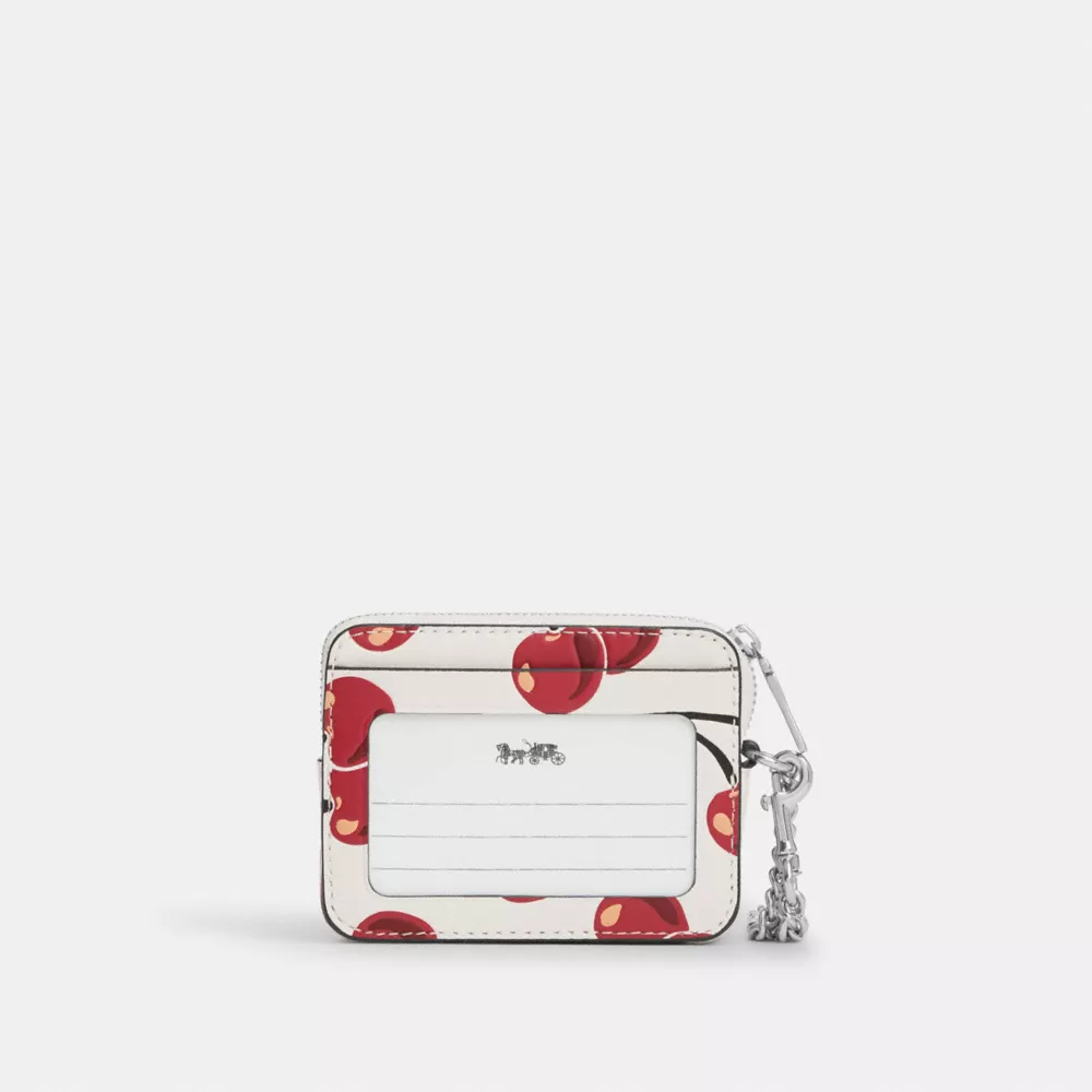 Zip Card Case With Cherry Print