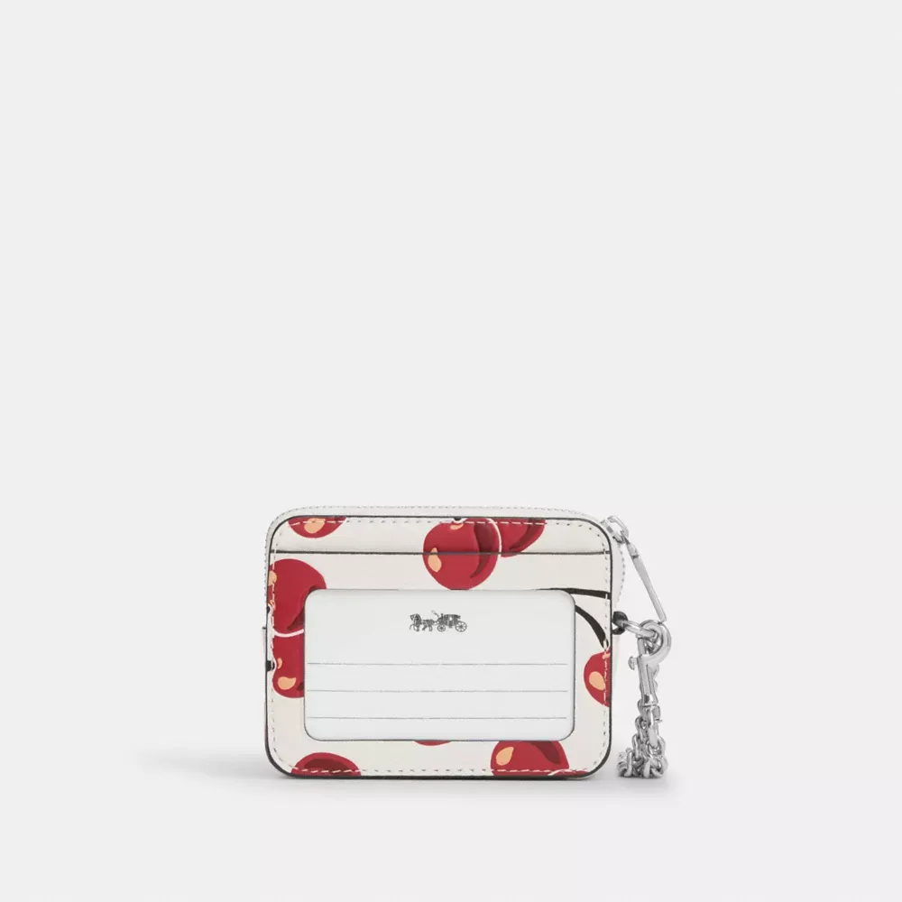 Zip Card Case With Cherry Print