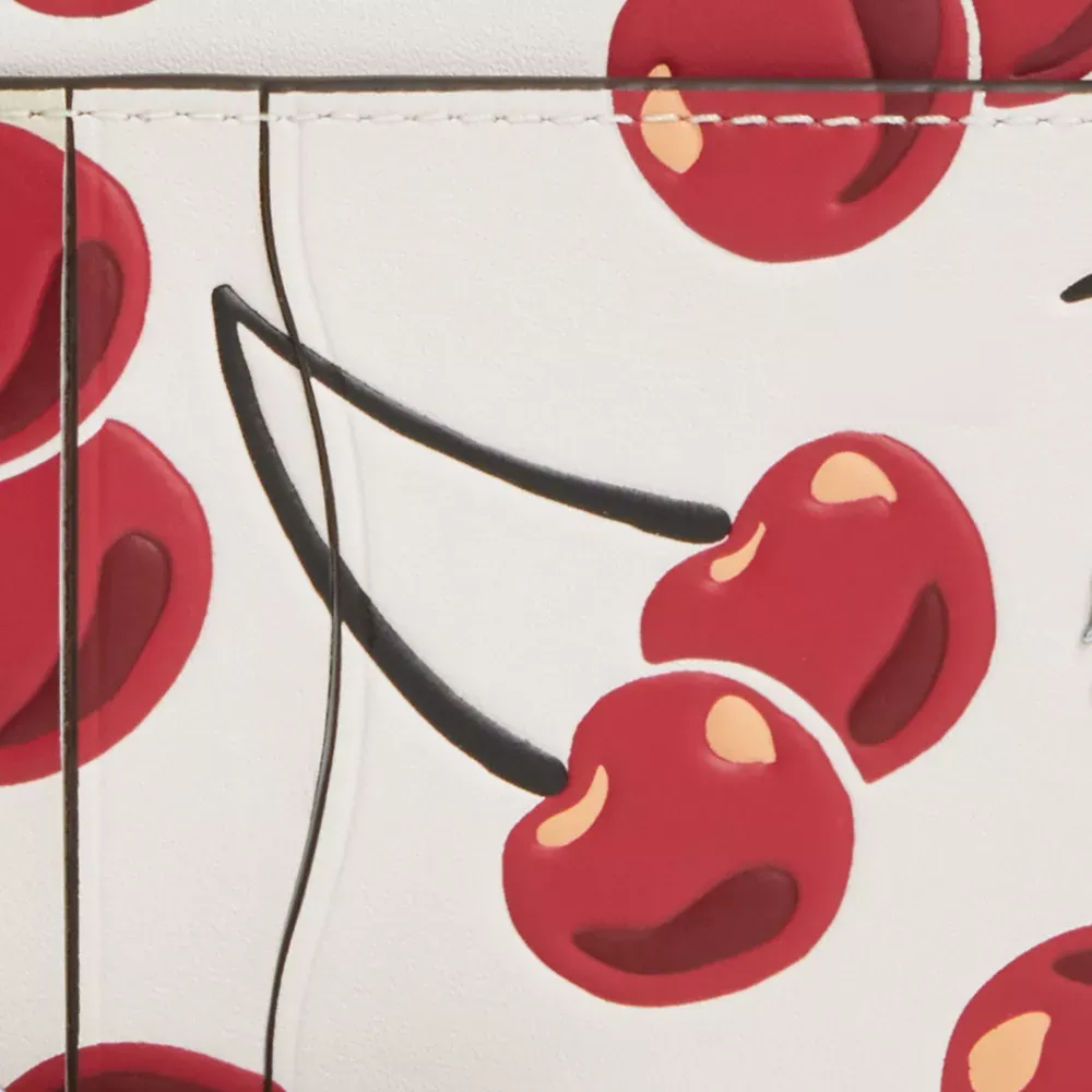 Zip Card Case With Cherry Print