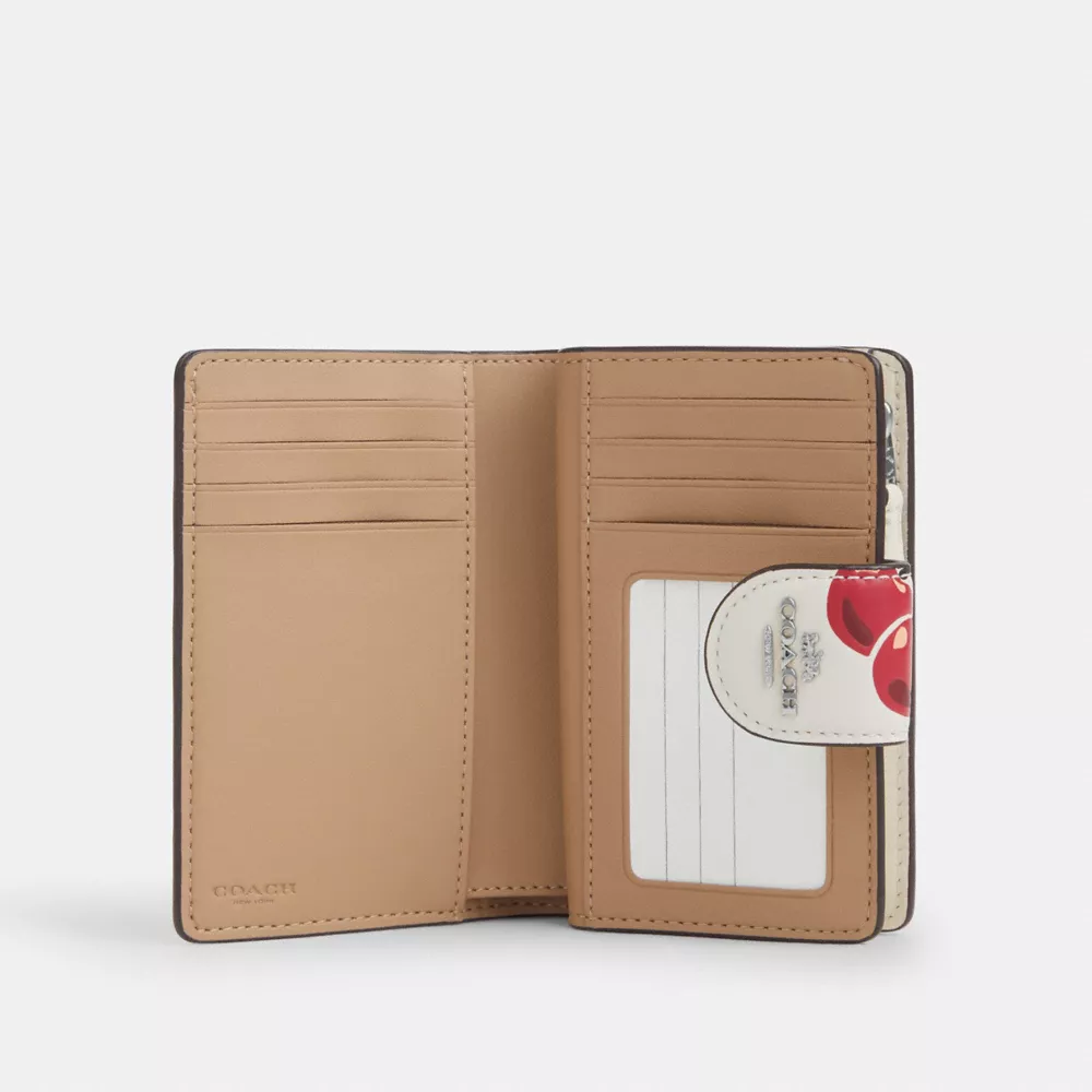 Medium Corner Zip Wallet With Cherry Print