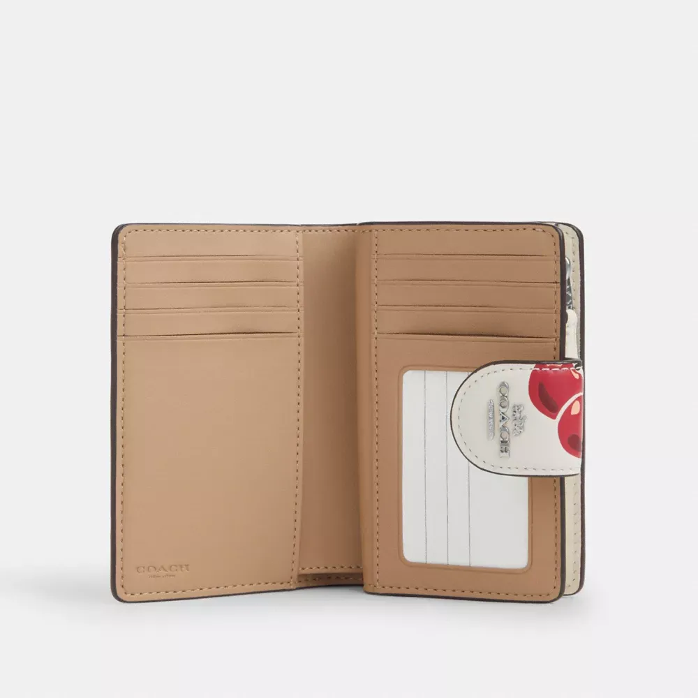 Medium Corner Zip Wallet With Cherry Print