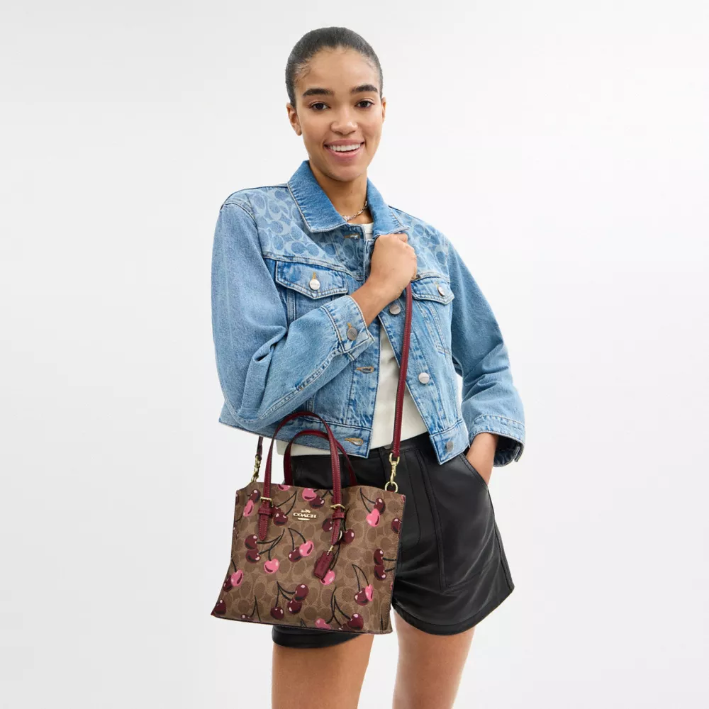 Mollie Tote Bag 25 In Signature Canvas With Cherry Print