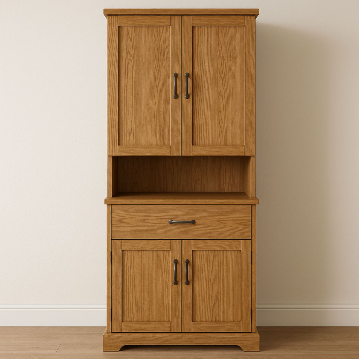 Meuble de rangement en bois massif avec doubles portes et tiroir - 190x80x40 cm