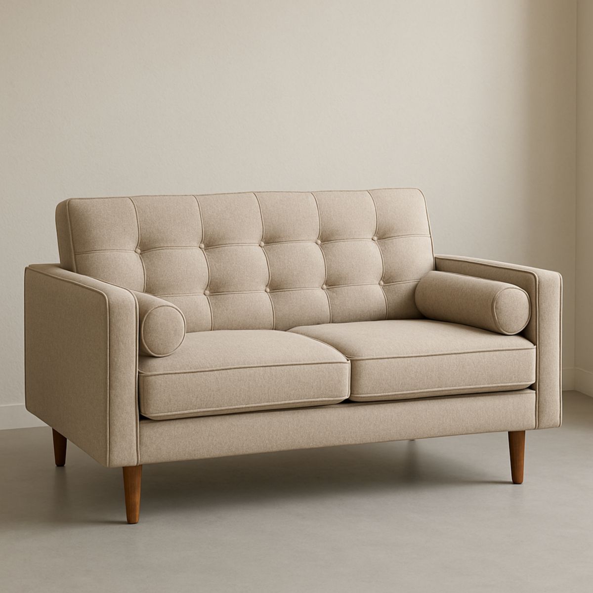 Canapé 2 Places Tissu Polyester Beige 150x85x90 cm