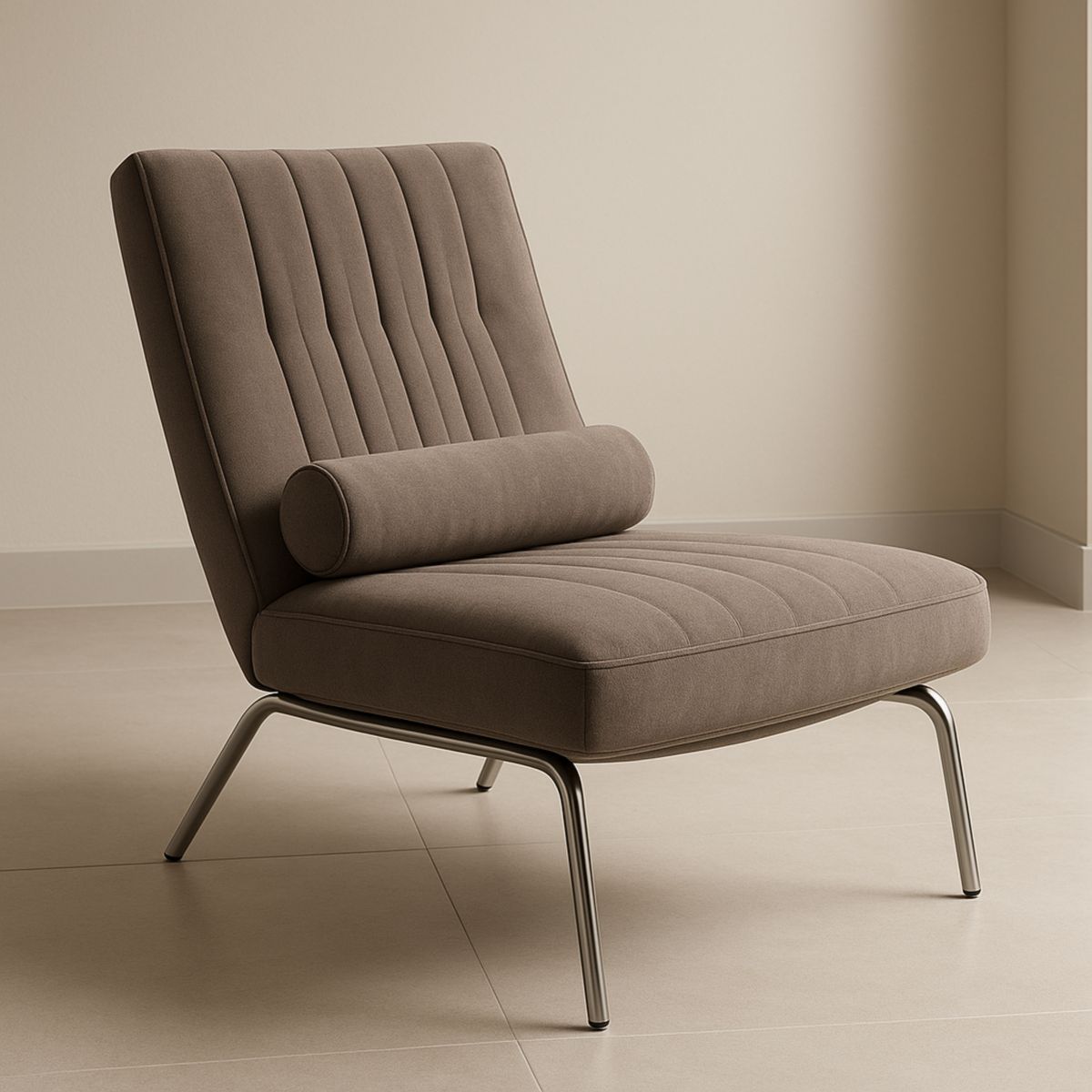 Fauteuil d'appoint tissu polyester marron structure acier dimensions 85x75x70 cm