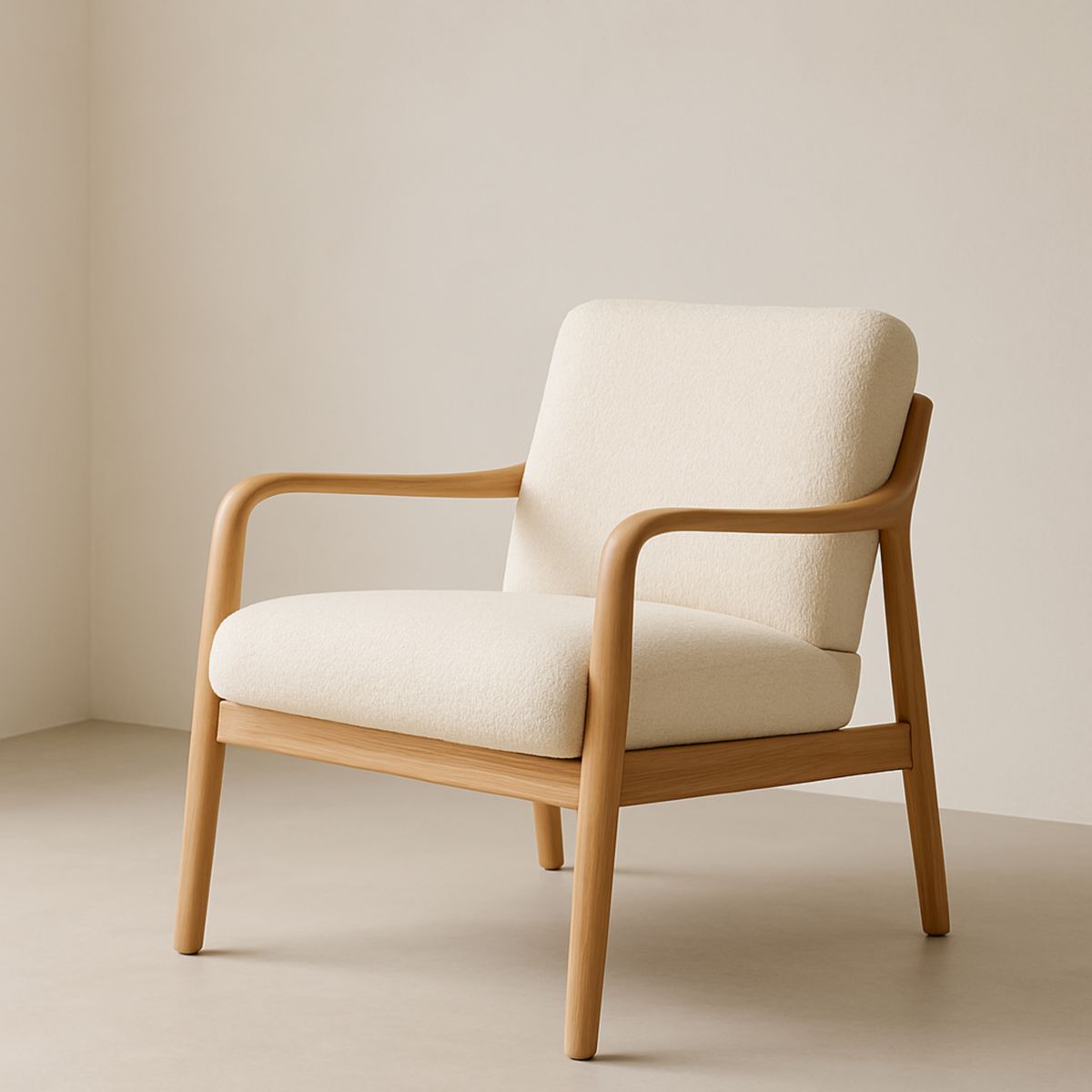 Fauteuil en Bois Massif Tissu Beige 75cm x 70cm x 80cm