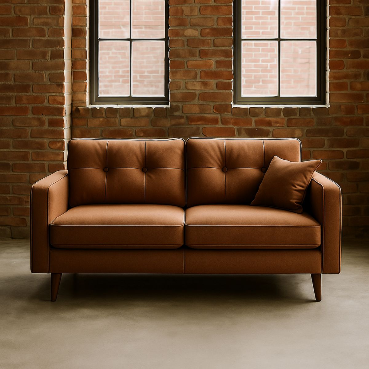 Canapé 2 places Marron Tissu Polyester 140x85x80 cm