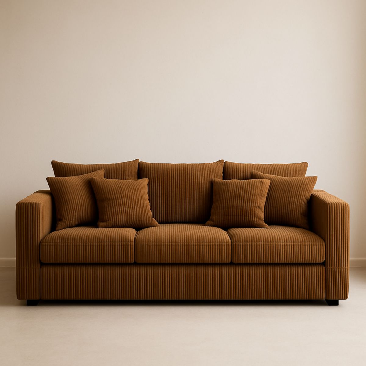 Canapé 3 places tissu côtelé polyester brun 220cm