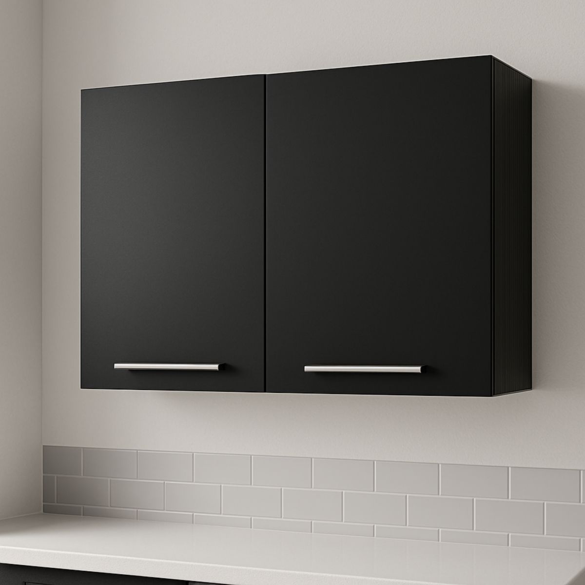 Meuble haut de cuisine noir en panneaux de particules 80x60x30 cm