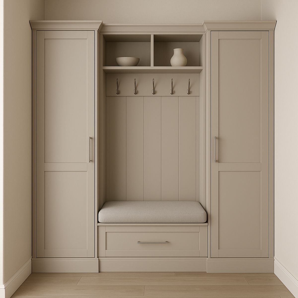 Unités de Rangement avec Banc Bois Beige 180x160x50 cm