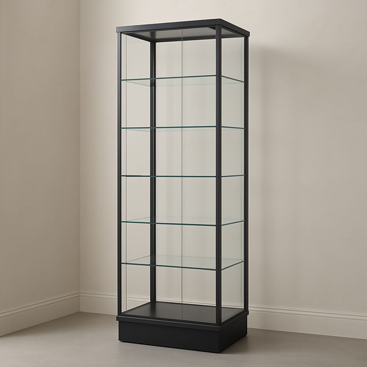 Vitrine en Verre Trempé Noir 180x60x40 cm avec Cadre en Aluminium