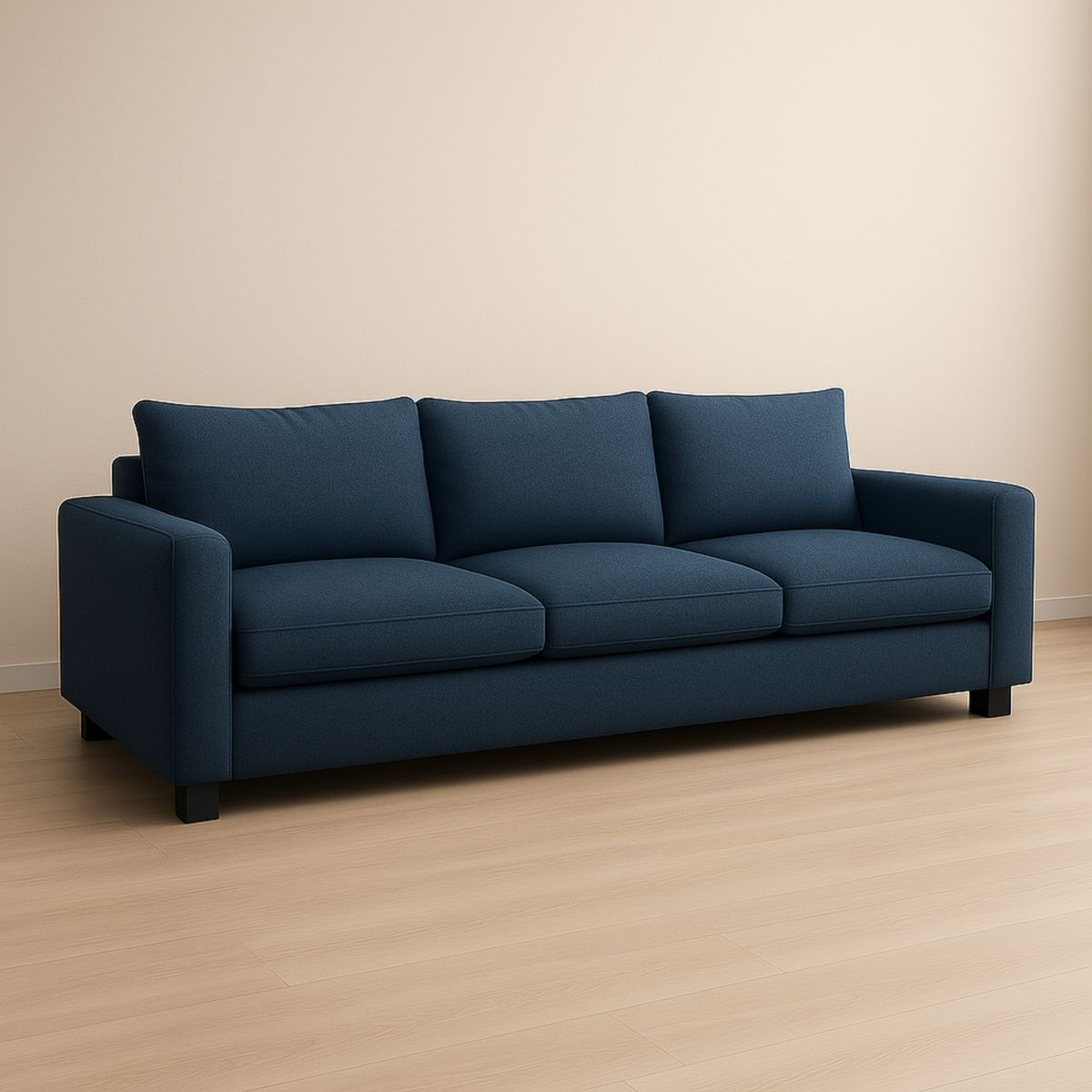 Canapé trois places tissu polyester bleu 220 cm