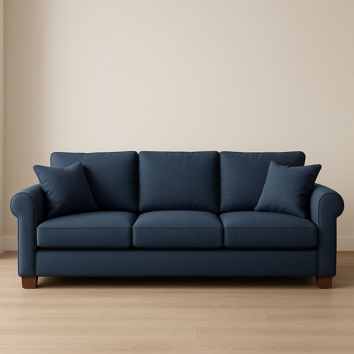 Canapé trois places tissu bleu 220 cm