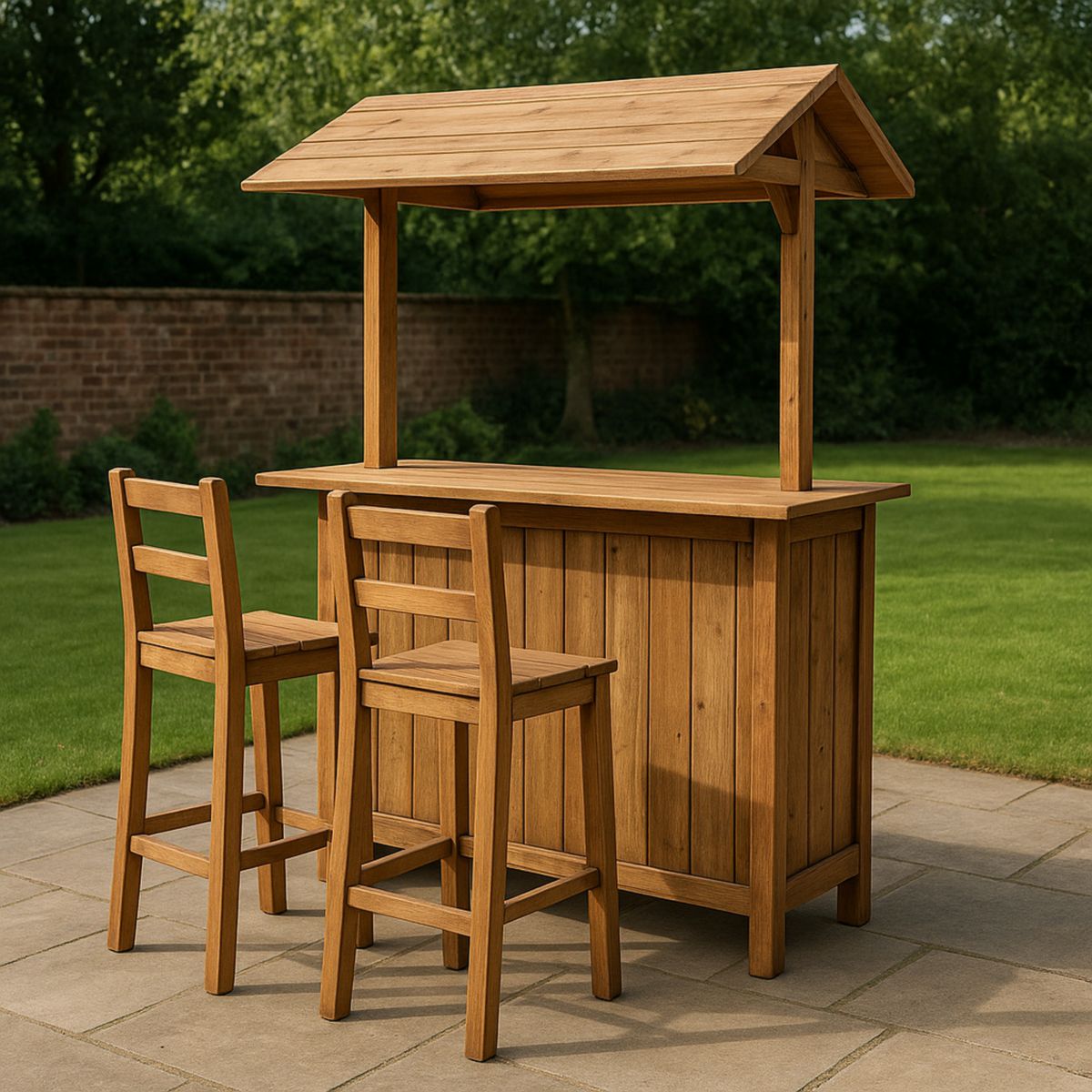 Ensemble Bar Extérieur en Bois avec Chaises