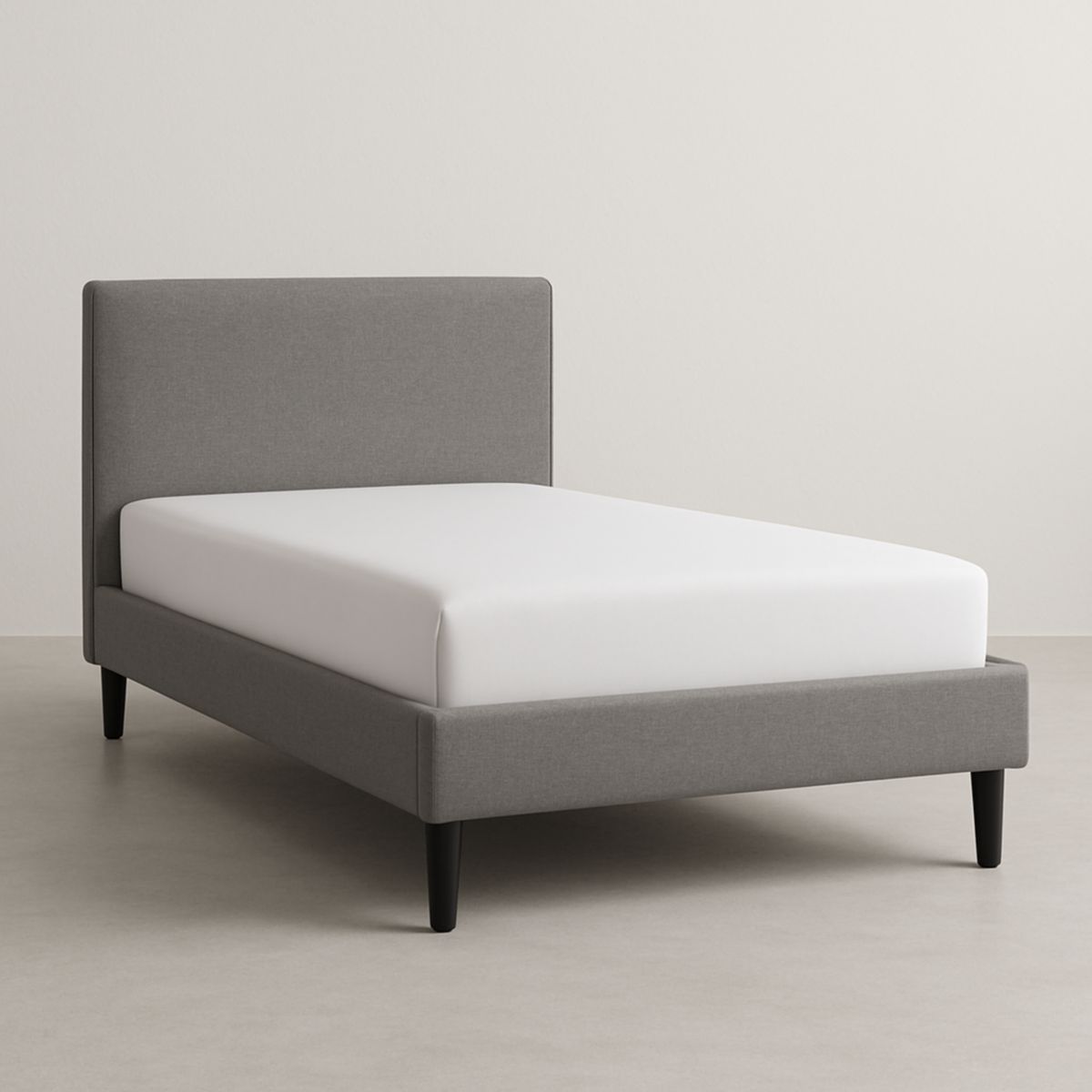 Lit simple en tissu gris 90 x 200 cm