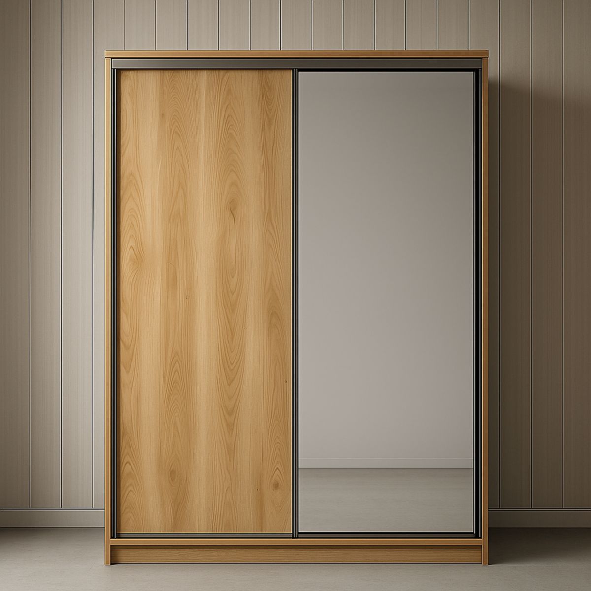 Armoire Portes Coulissantes Bois/Miroir 200x160x60 cm