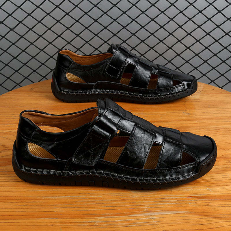 (⏰LAST DAY! 49% OFF 🔥) Men's Orthopedic Leather Fisherman Sandals | Breathable Closed-Toe Adjustable Outdoor Summer Comfort & Pain Relief-SCSLUXE