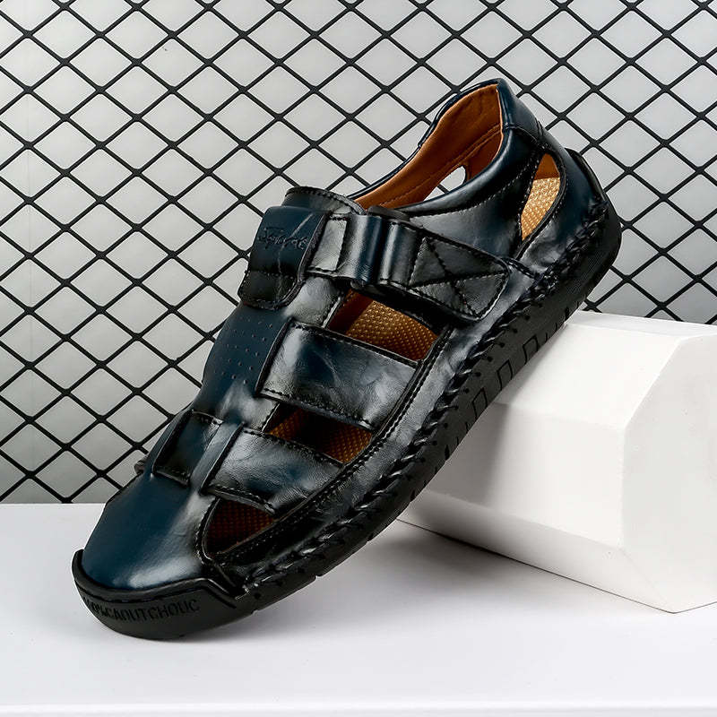 (⏰LAST DAY! 49% OFF 🔥) Men's Orthopedic Leather Fisherman Sandals | Breathable Closed-Toe Adjustable Outdoor Summer Comfort & Pain Relief-SCSLUXE