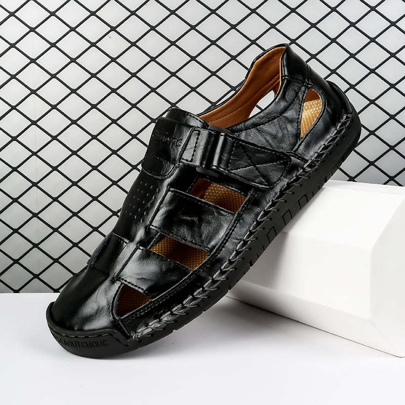 (⏰LAST DAY! 49% OFF 🔥) Men's Orthopedic Leather Fisherman Sandals | Breathable Closed-Toe Adjustable Outdoor Summer Comfort & Pain Relief-SCSLUXE