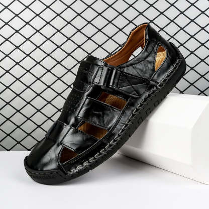 (⏰LAST DAY! 49% OFF 🔥) Men's Orthopedic Leather Fisherman Sandals | Breathable Closed-Toe Adjustable Outdoor Summer Comfort & Pain Relief-SCSLUXE