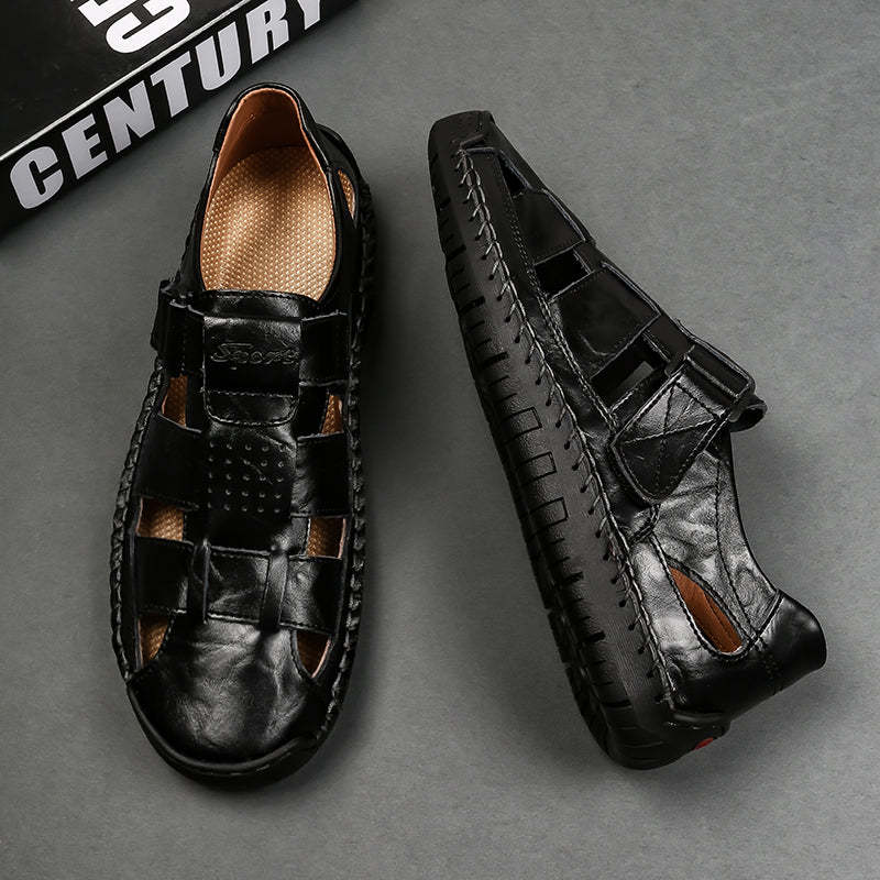 (⏰LAST DAY! 49% OFF 🔥) Men's Orthopedic Leather Fisherman Sandals | Breathable Closed-Toe Adjustable Outdoor Summer Comfort & Pain Relief-SCSLUXE