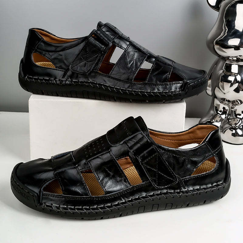 (⏰LAST DAY! 49% OFF 🔥) Men's Orthopedic Leather Fisherman Sandals | Breathable Closed-Toe Adjustable Outdoor Summer Comfort & Pain Relief-SCSLUXE