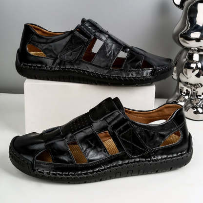 (⏰LAST DAY! 49% OFF 🔥) Men's Orthopedic Leather Fisherman Sandals | Breathable Closed-Toe Adjustable Outdoor Summer Comfort & Pain Relief-SCSLUXE