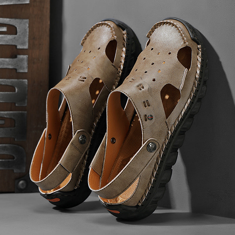 (⏰Last Day 49% OFF🔥)Men's 40+ Orthopedic Closed-Toe Sandals – Full-Grain Leather, Adjustable, Handmade for Fishing, Gardening & Daily Wear-SCSLUXE