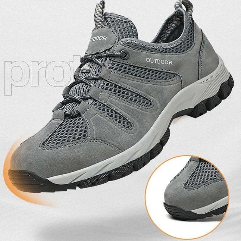 Men's Genuine Leather Breathable Lightweight Arch Support Hiking Orthopedic Shoes