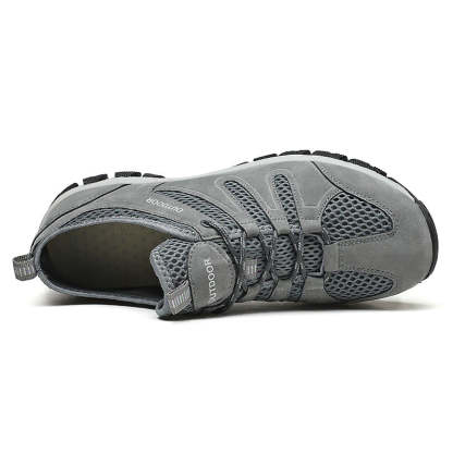 Men's Genuine Leather Breathable Lightweight Arch Support Hiking Orthopedic Shoes