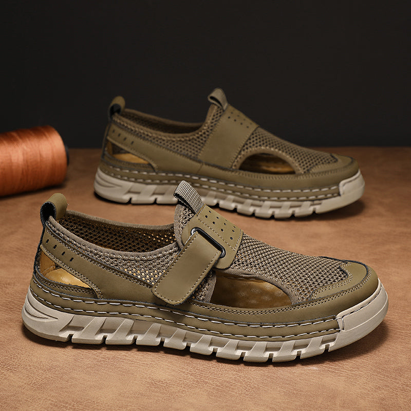 (⏳49% OFF)Men's Mesh Fisherman Sandals – Hook & Loop, Non-Slip for Wading & Fishing