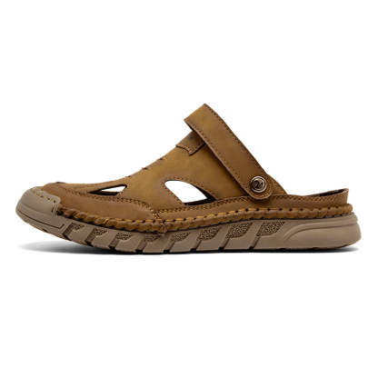 (⏰Limited Time Sale 49% OFF 🔥)Men's Premium Leather Orthopedic Sandals Handcrafted Full-Grain Leather-Closed Toe, Arch Support, Anti-Slip, Shock-Absorbing, Suitable for Riding, Gardening, Daily Errands-SCSLUXE