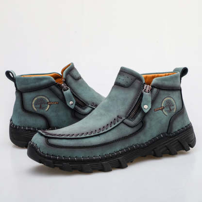 (⏰NOW ON: 49% OFF Sale! 🔥)Men's Premium Motorcycle Boots – Hand-Stitched Genuine Leather, USMCA Recommended - Wide Toe, Waterproof, Anti-Slip, Anti-Sprain, Ortho Support, Suitable for Riding, Work, Driving, Hiking-SCSLUXE