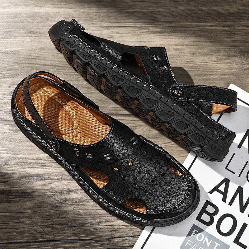 (⏰Last Day 49% OFF🔥)Men's 40+ Orthopedic Closed-Toe Sandals – Full-Grain Leather, Adjustable, Handmade for Fishing, Gardening & Daily Wear-SCSLUXE