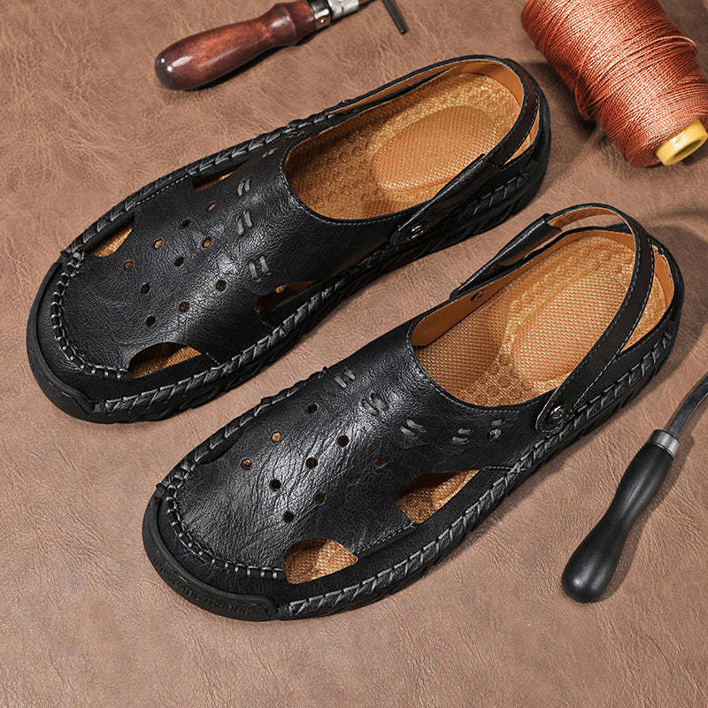 (⏰Last Day 49% OFF🔥)Men's 40+ Orthopedic Closed-Toe Sandals – Full-Grain Leather, Adjustable, Handmade for Fishing, Gardening & Daily Wear-SCSLUXE