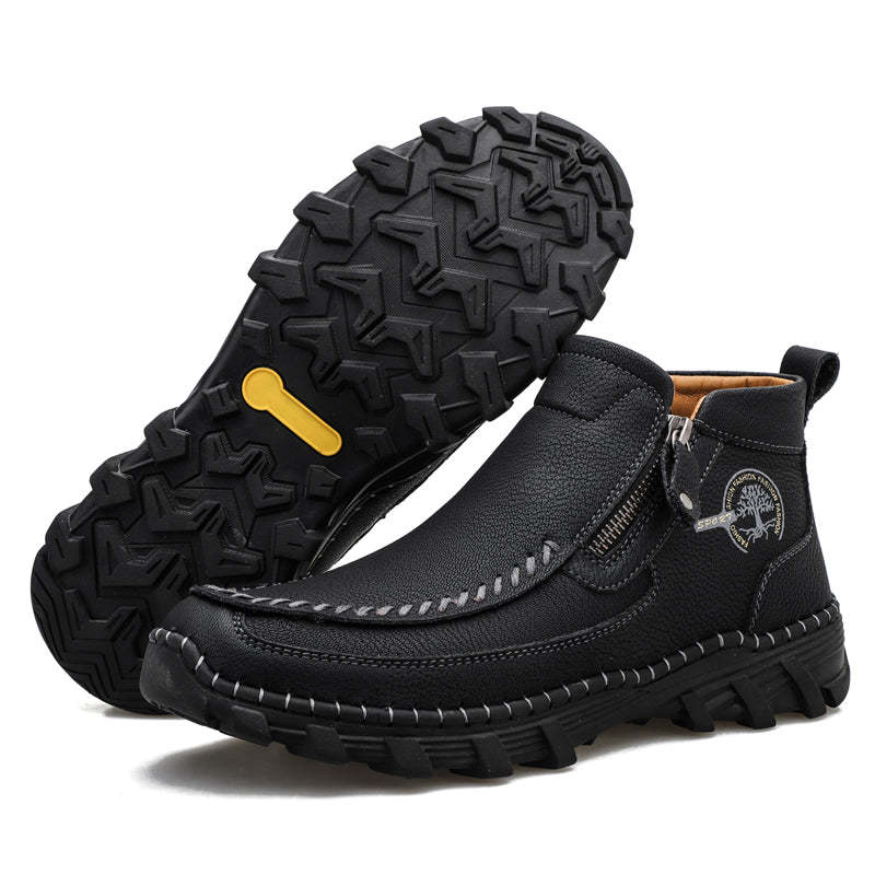 (⏰NOW ON: 49% OFF Sale! 🔥)Men's Premium Motorcycle Boots – Hand-Stitched Genuine Leather, USMCA Recommended - Wide Toe, Waterproof, Anti-Slip, Anti-Sprain, Ortho Support, Suitable for Riding, Work, Driving, Hiking-SCSLUXE